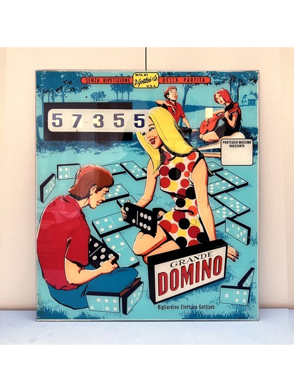 Vetro pannello flipper 'Grande Domino' D. Gottlieb's & Co. del 1968